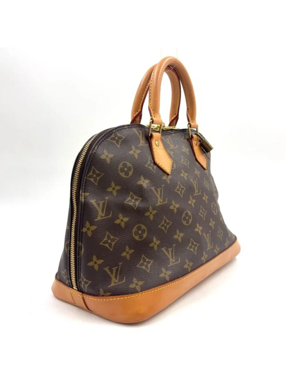 Louis Vuitton Alma PM Monogram Leather Brown Light Handbag Gold